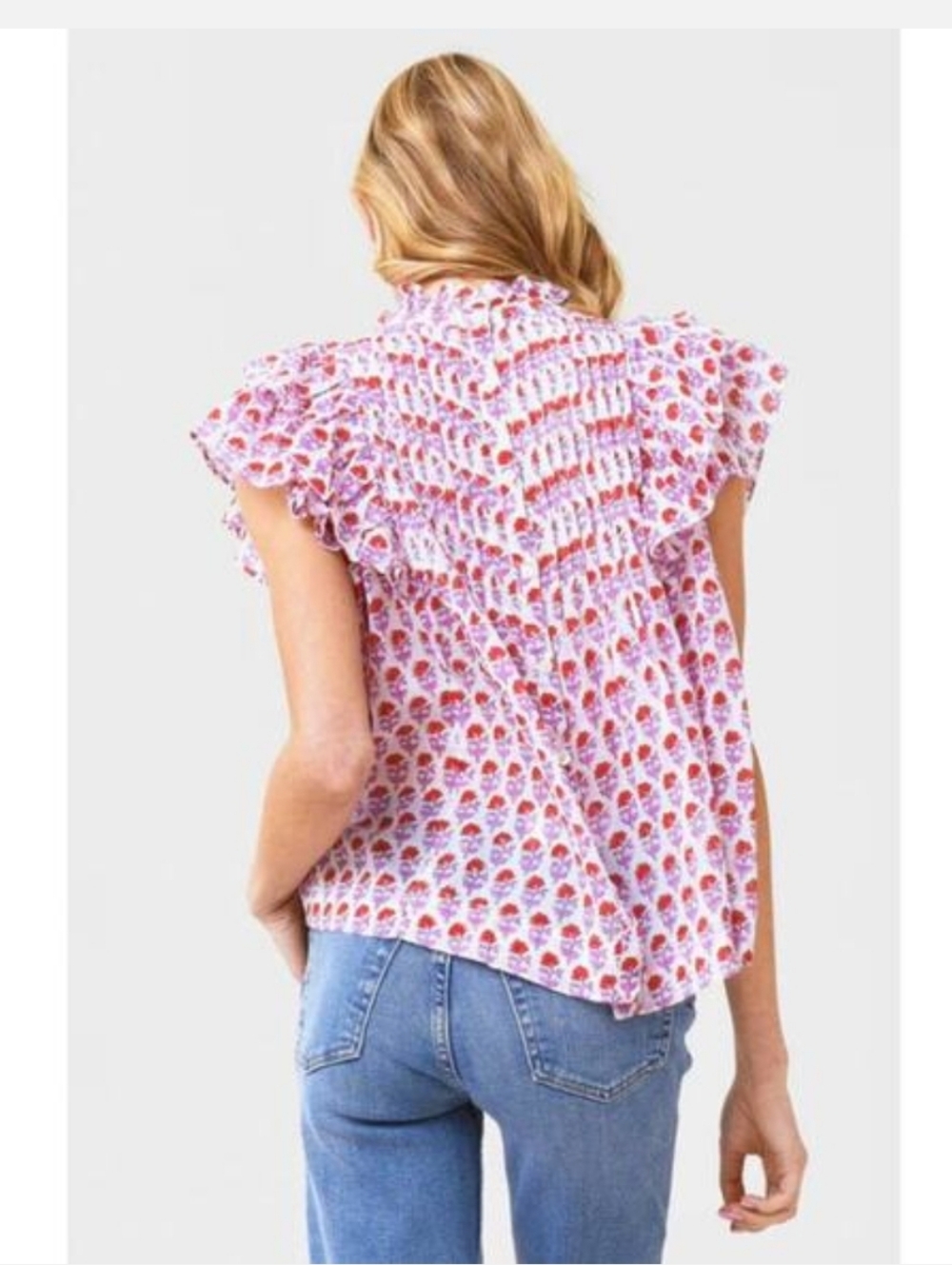 Oliphant Pintuck Ruffle top - Picture 2 of 13